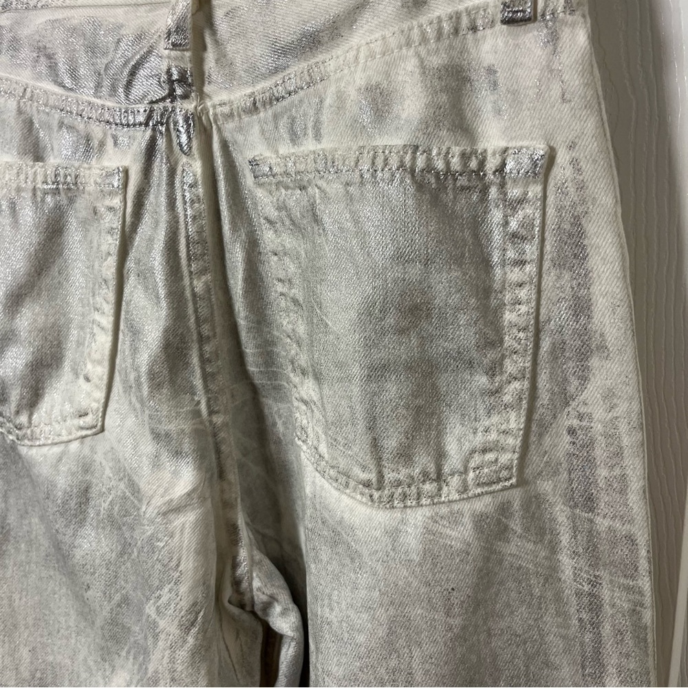 Zara Silver Metalic Jeans Size 2 wide leg - Picture 7 of 14